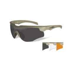 Lunettes Balistiques Rogue Comm TAN 3 écrans Fumé/incolore/orange - Wiley X