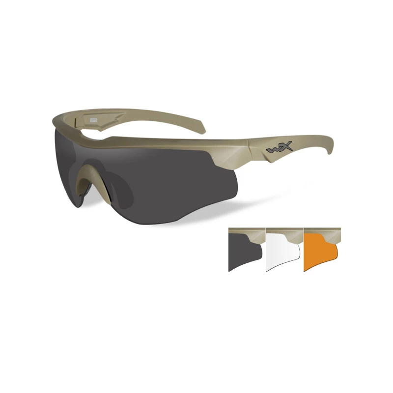 Lunettes Balistiques Rogue Comm TAN 3 écrans Fumé/incolore/orange - Wiley X